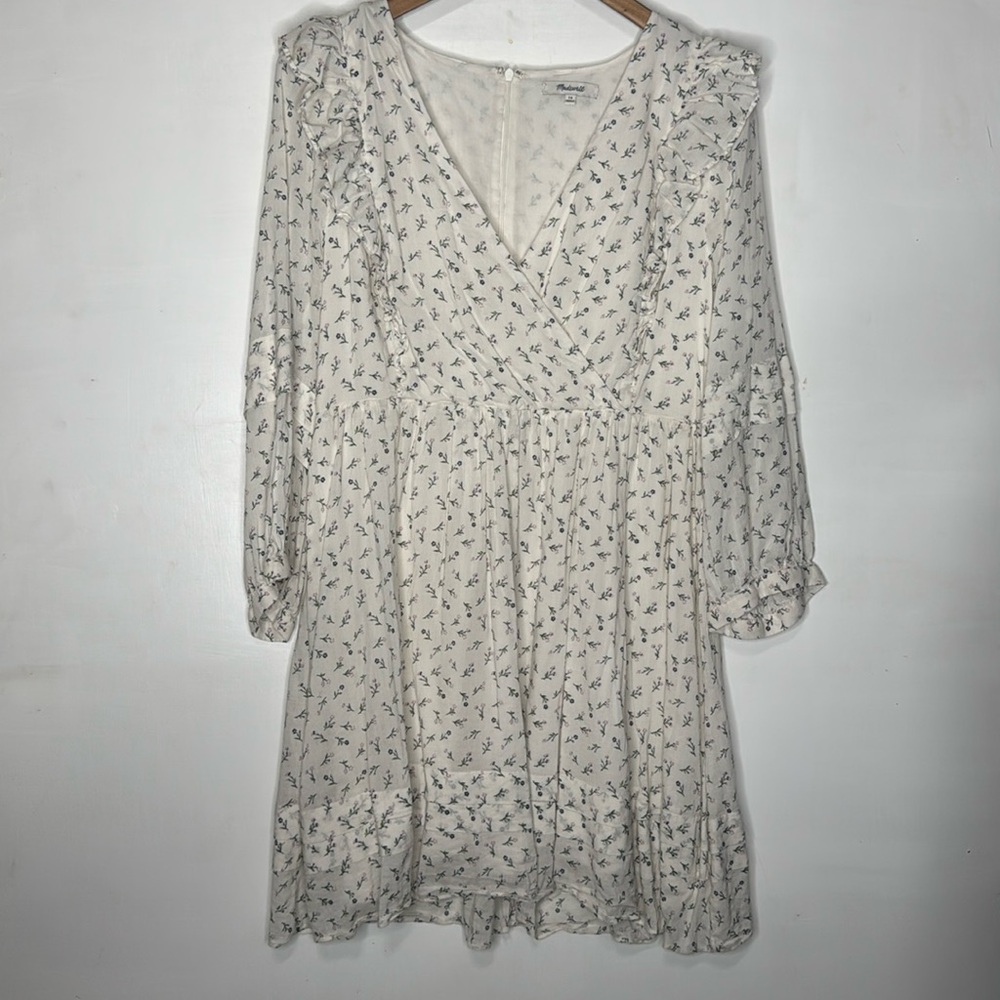 Madewell Ruffled Pleat-Sleeve Mini Dress in Spring Fling Size 14